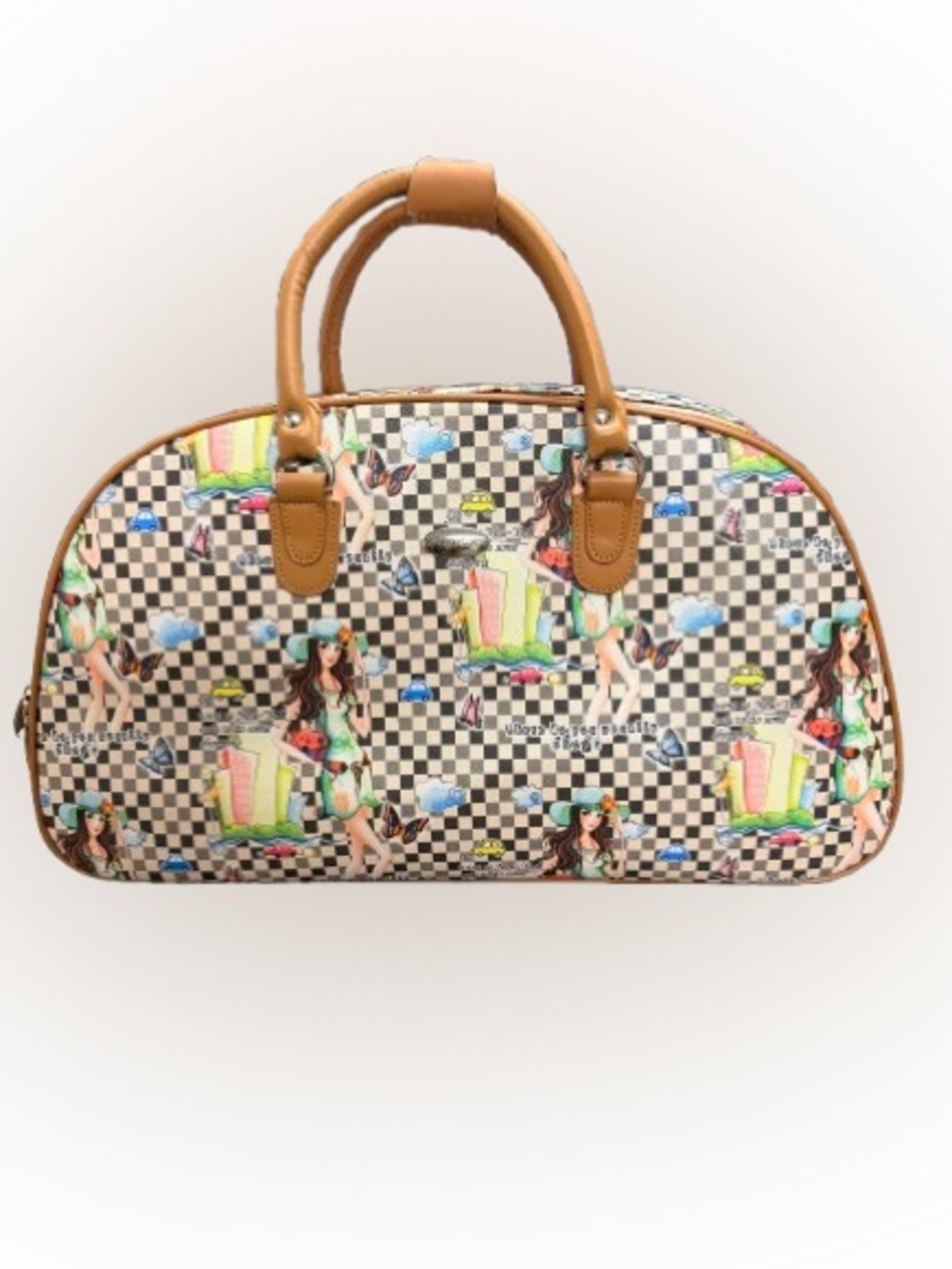 FrogPearl New York Shopping Print Travel Satchel Weekender Bag Y2K